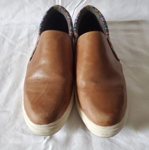 Soft Brown Geometric Panel Slip-on Sneaker